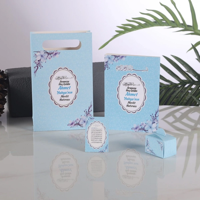Çiçek Mavi Yasin + Çanta + Lokumluk + Magnet