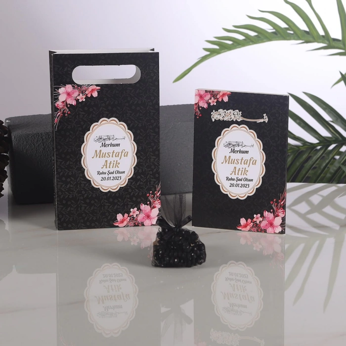 Çiçek Siyah Çanta + Yasin + Kese Tesbih