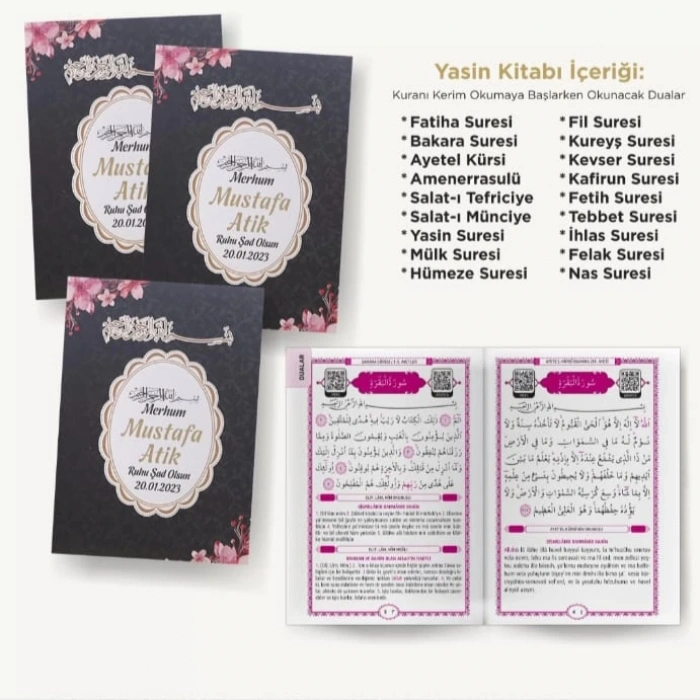Çiçek Siyah OPP + Yasin + Magnet + Tesbih