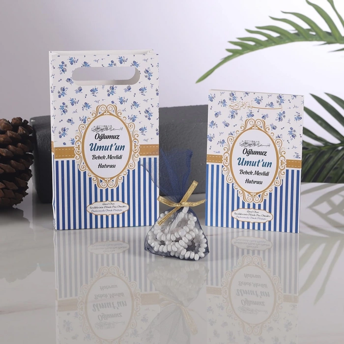 Çizgi Lacivert Çanta + Yasin + Kese Tesbih