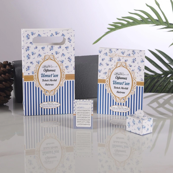 Çizgi Lacivert Yasin + Çanta + Lokumluk + Magnet