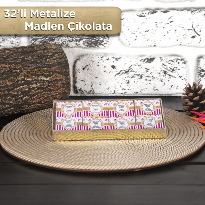 Çizgi Pembe 32li Madlen Çikolata