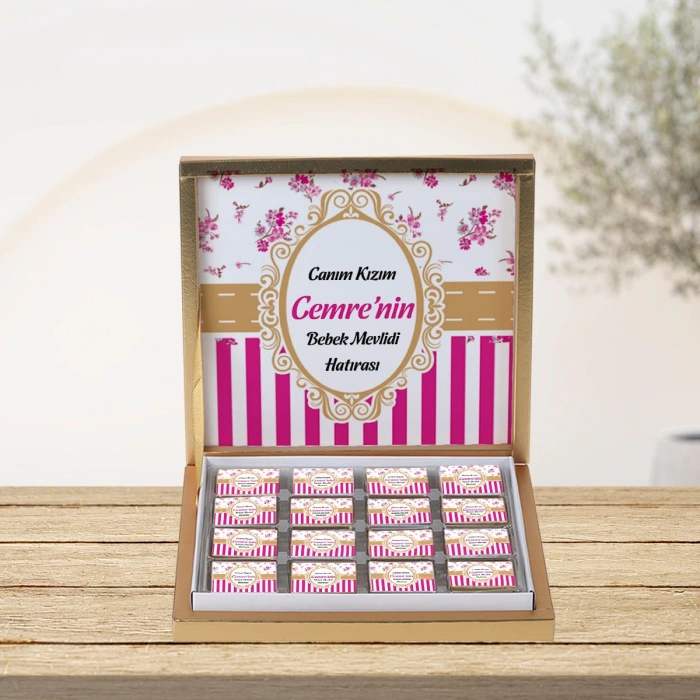Çizgi Pembe 48li Gold Kutu Çikolata