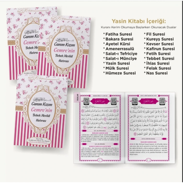 Çizgi Pembe Tül Kese + Yasin