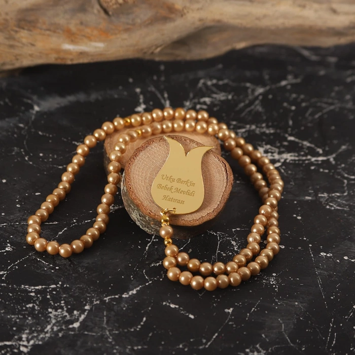 İsme Özel İnci Tesbih Gold