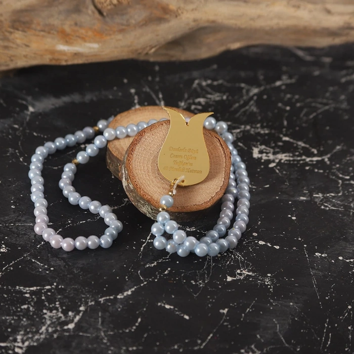 İsme Özel İnci Tesbih Mavi