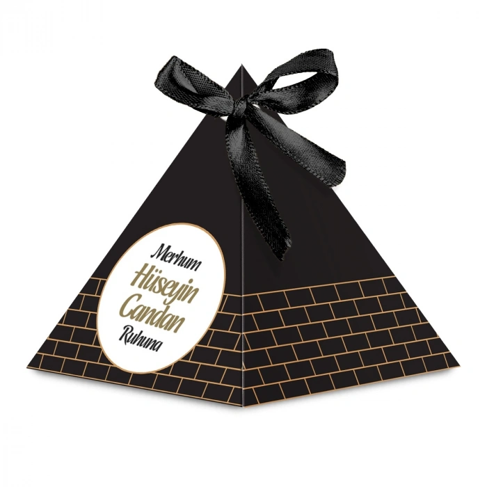 Kabe Model Siyah Renkli Mevlüt Şekeri İçin İsme Özel Piramit Külah