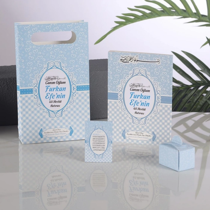 Kalp Mavi Yasin + Çanta + Lokumluk + Magnet