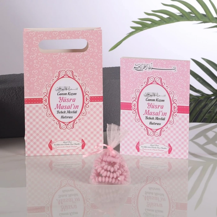 Kalp Pembe Çanta + Yasin + Kese Tesbih