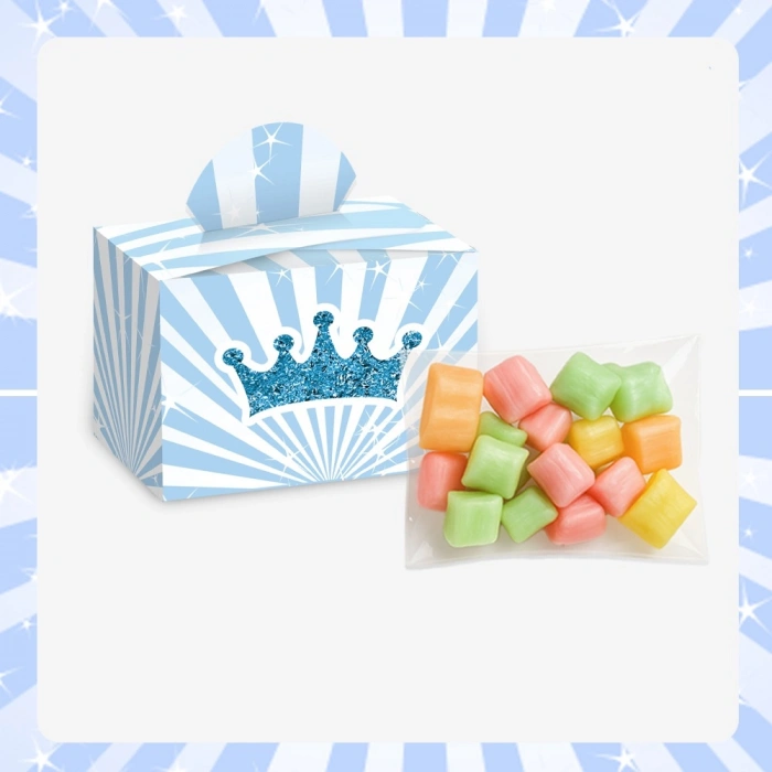 Taç Model Mavi Renkli Lokum Kutusu ve Mevlüt Şekeri