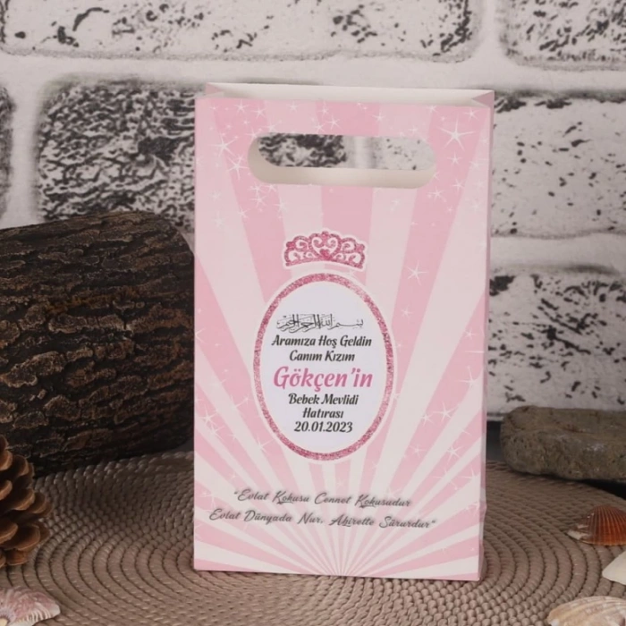 Taç Pembe Karton Çanta