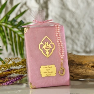 64 Sayfa Pembe Kese ve İnci Tesbihli Şantuk Yasin