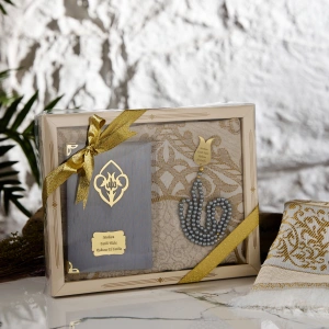 64 Sayfa Gri Şantuk Yasin + İnci Tesbih + Kutulu Seccade