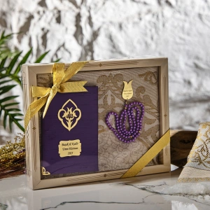 64 Sayfa Mor Şantuk Yasin + İnci Tesbih + Kutulu Seccade