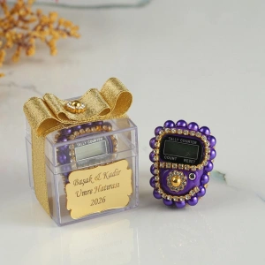 Mika Kutuda İsme Özel Süslemeli Mor Renkli Zikirmatik