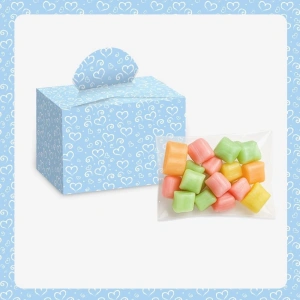 Kalp Model Mavi Renkli Lokum Kutusu ve Mevlüt Şekeri