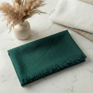 Zümrüt Renkli Flamlı Pamuk Eşarp