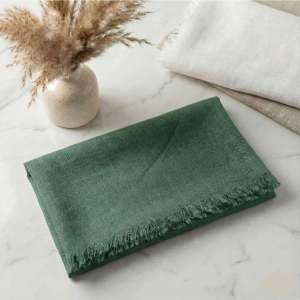 Su Yeşili Renkli Flamlı Pamuk Eşarp