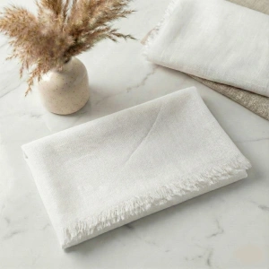 Krem Renkli Flamlı Pamuk Eşarp