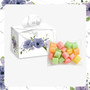 Altıgen Model Mor Renkli Lokum Kutusu ve Mevlüt Şekeri