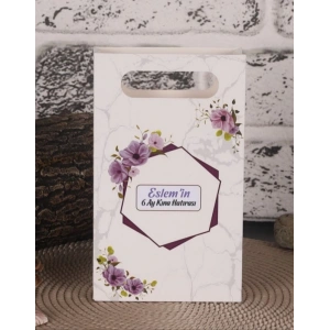 Altıgen Mor Karton Çanta