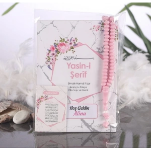 Altıgen Pembe Yasin + Tesbih + Magnet + OPP Ambalaj