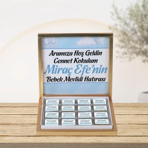 Balon Mavi 48li Gold Kutu Çikolata
