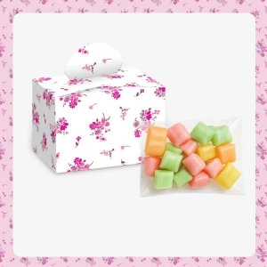 Çizgi Model Pembe Renkli Lokum Kutusu ve Mevlüt Şekeri