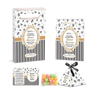 Çizgi Model Siyah Renkli Yasin Kitabı, Piramit Külah, Mevlüt Şekeri, Ayet-el Kürsi Magnet, Karton Çanta