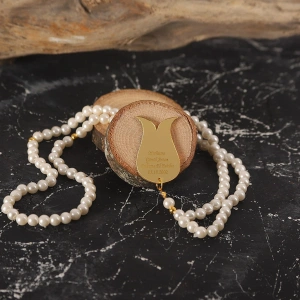 İsme Özel İnci Tesbih Krem