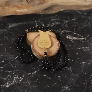 İsme Özel İnci Tesbih Siyah