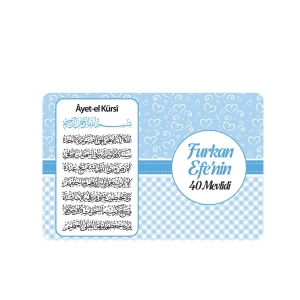 Kalp Model Mavi Renkli Mevlüt İçin İsme Özel Ayet-el Kürsi Magnet