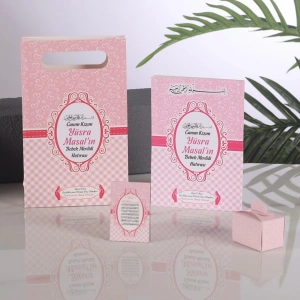 Kalp Pembe Yasin + Çanta + Lokumluk + Magnet