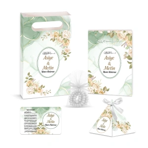 Zerafet Model Yeşil Renkli Yasin Kitabı, Piramit Külah, Ayet-el Kürsi Magnet, Karton Çanta ve Tesbih