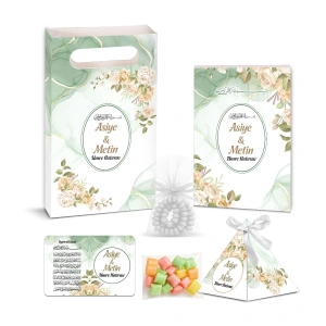 Zerafet Model Yeşil Renkli Yasin Kitabı, Piramit Külah, Mevlüt Şekeri, Ayet-el Kürsi Magnet, Karton Çanta ve Tesbih