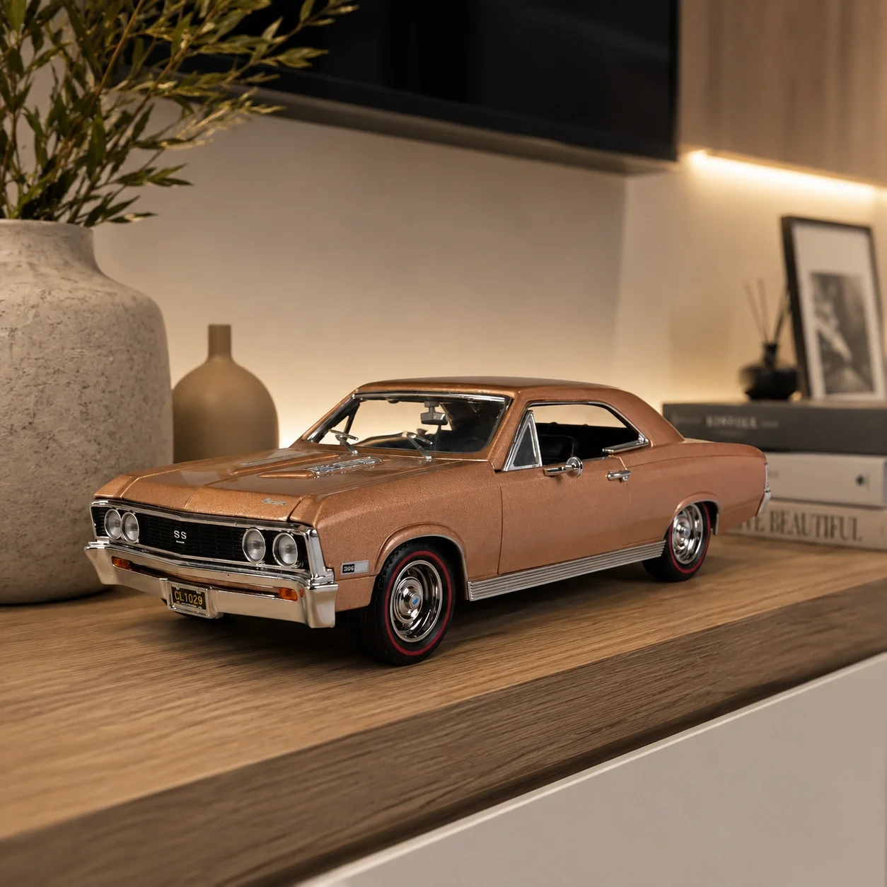 Lisanslı 1:18 1967 Chevrolet Chevelle SS 396 Metal Model Araba