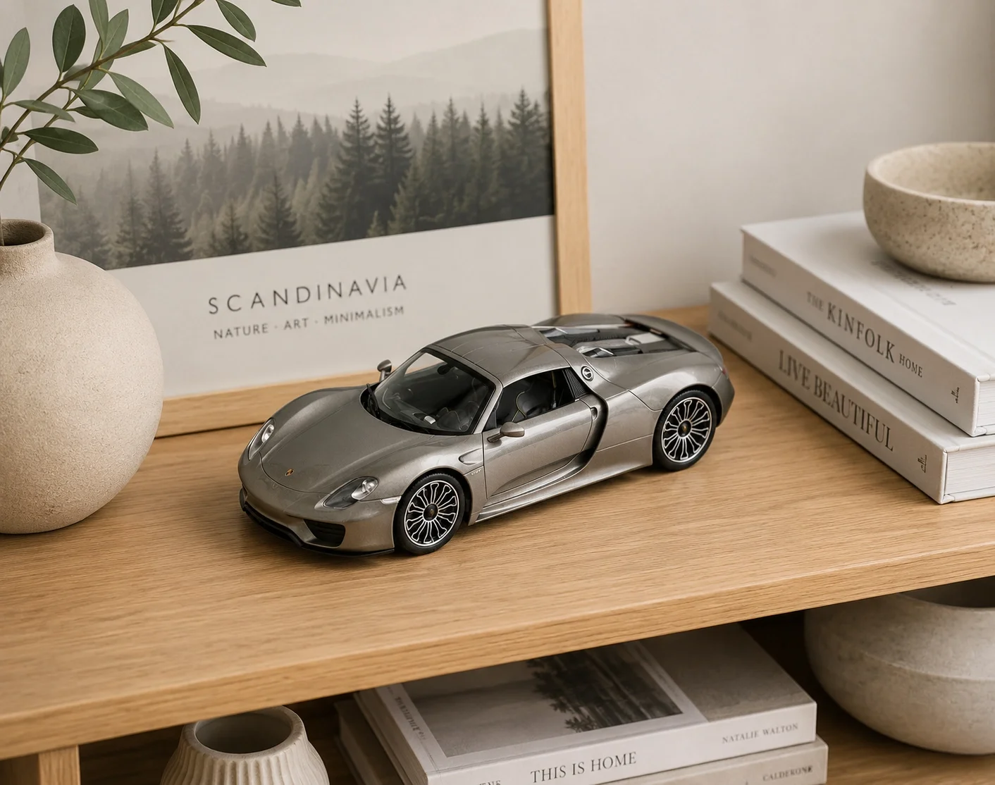 Lisanslı 1:18 Porsche 918 Spyder Metal Model Araba