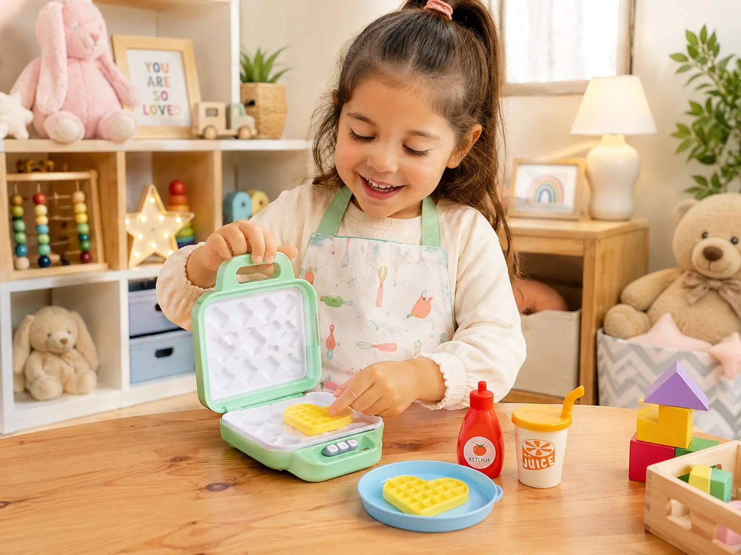 Sesli Işıklı Oyuncak Waffle Makinesi | Renk Değiştiren Mutfak Oyuncağı
