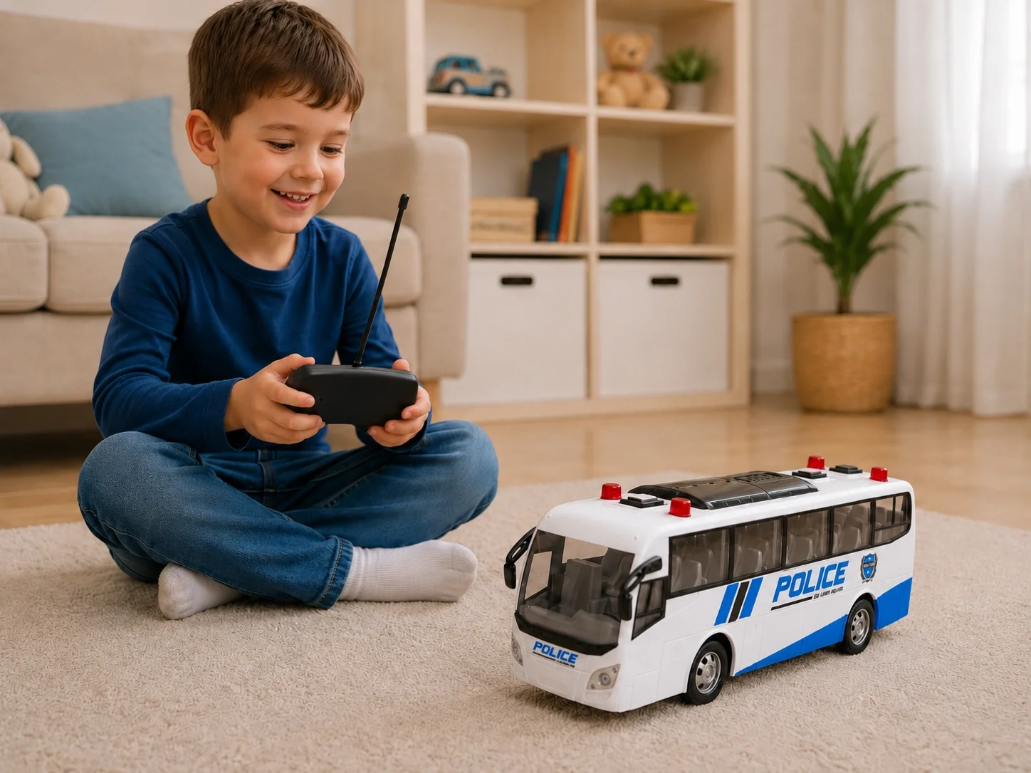 Uzaktan Kumandalı Işıklı Polis Otobüsü 30 cm | Full Fonksiyon