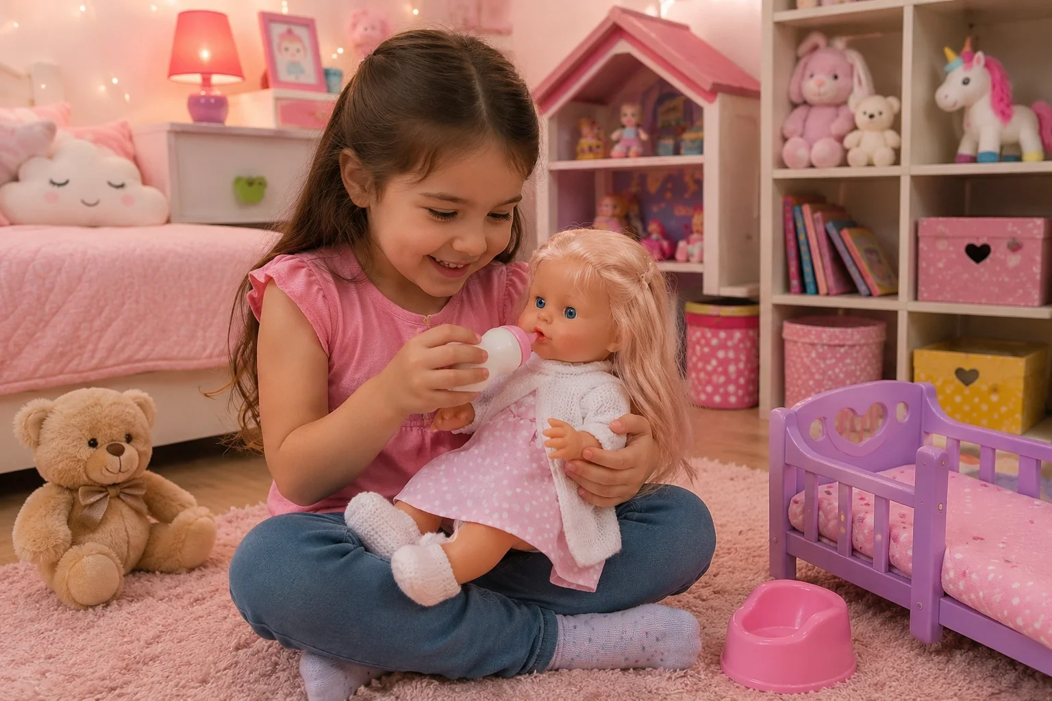 30 cm Sesli Altını Islatan Bebek | Biberonlu Oyuncak Bebek