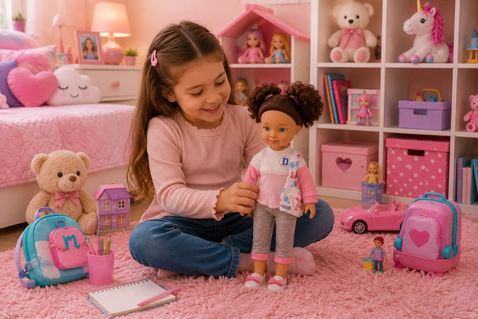 35 cm Pijamalı Yumuşak Saçlı Et Bebek