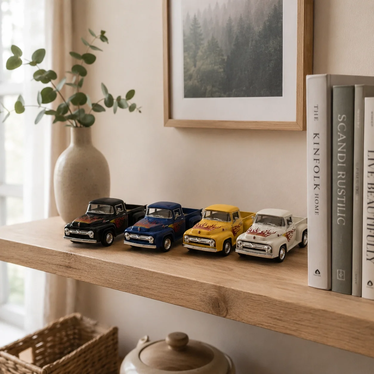 1956 Ford F-100 Pickup Metal Çek Bırak (Alev Desenli) 1:32
