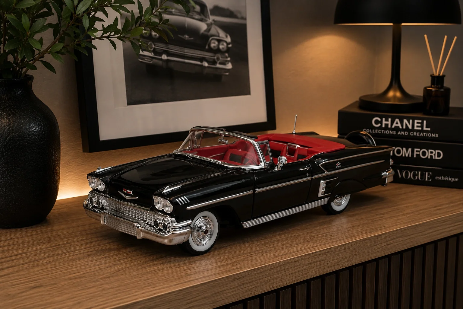 Lisanslı 1:18 1958 Chevy Impala Metal Model Araba