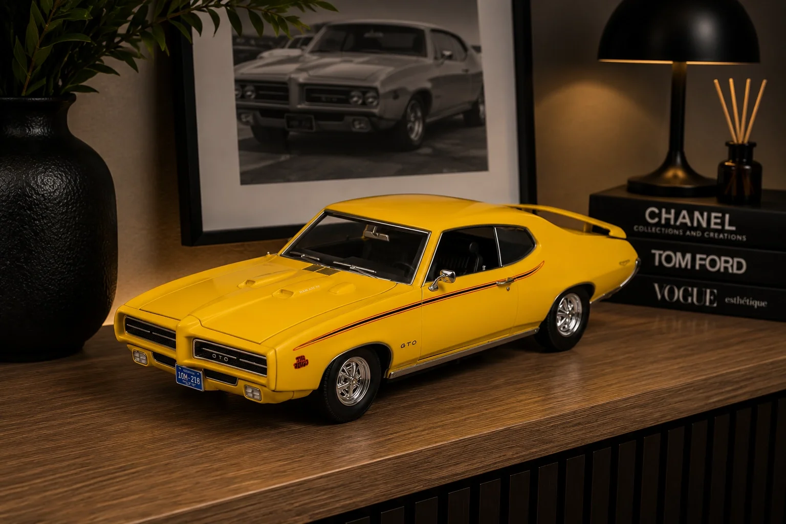 Lisanslı 1:18 1969 Pontiac GTO Judge Metal Model Araba