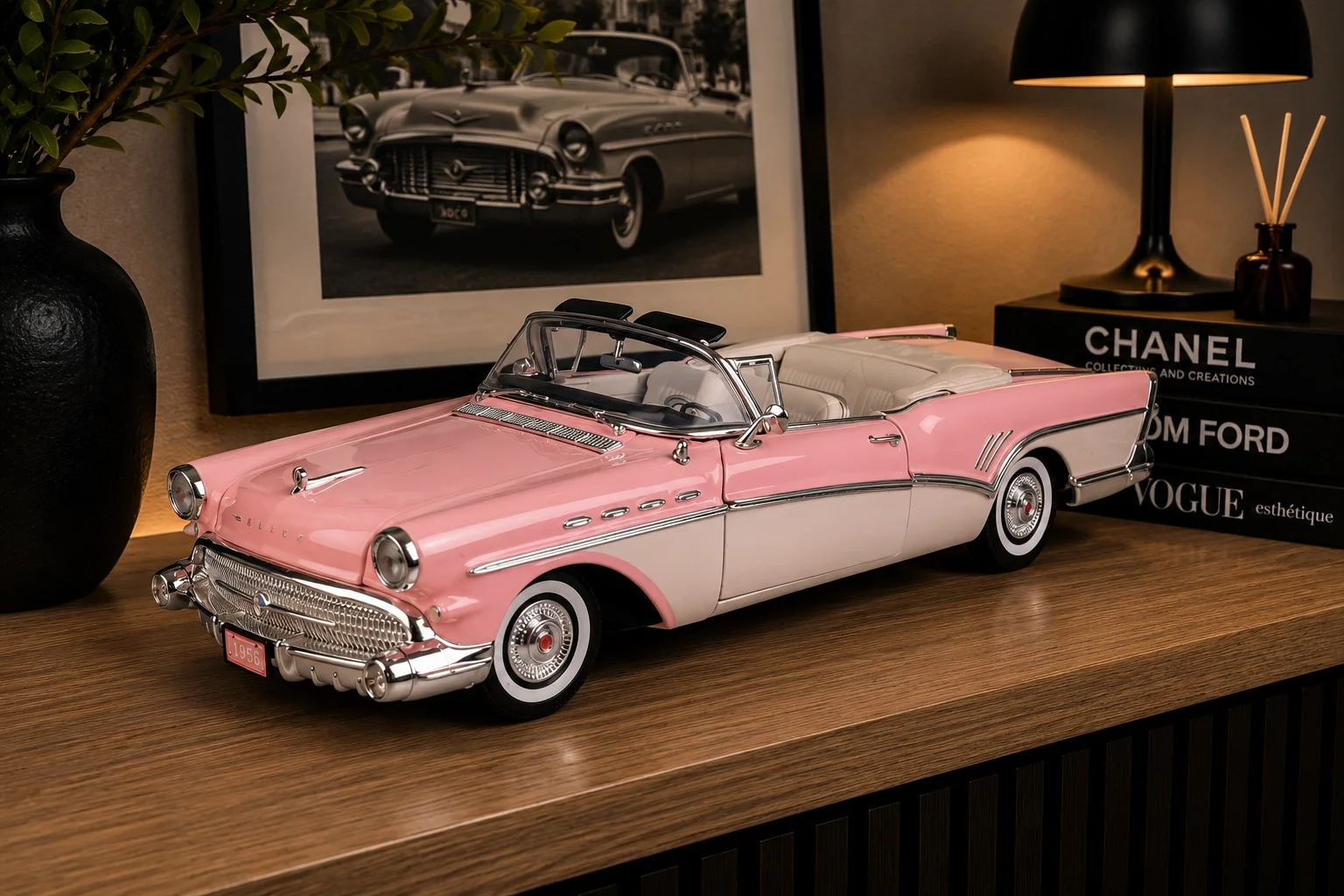 Lisanslı 1:18 1957 Buick Roadmaster Metal Model Araba