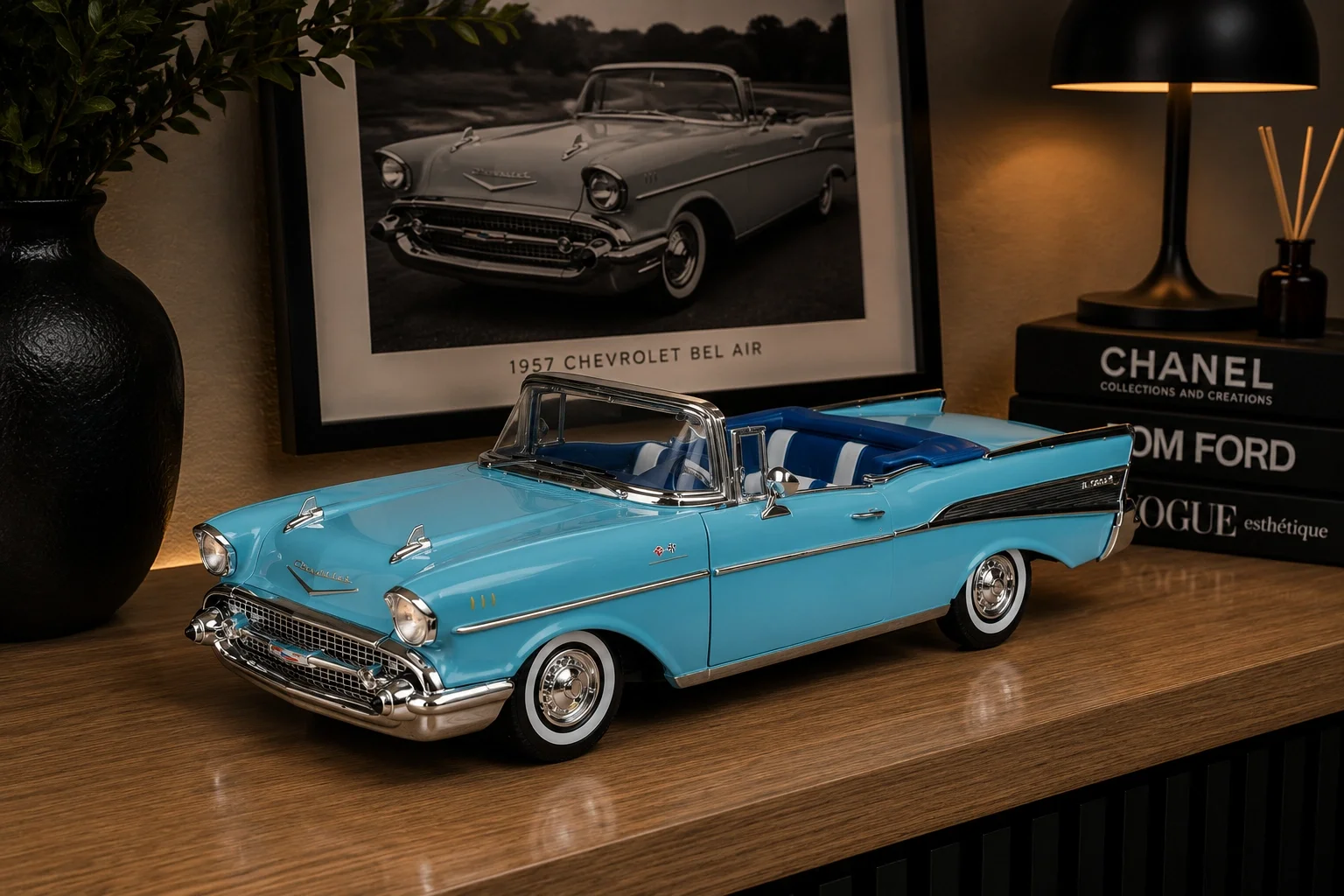 Lisanslı 1:18 1957 Chevrolet Bel Air Metal Model Araba