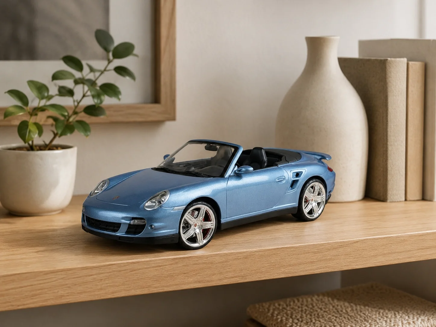 Lisanslı 1:18 Porsche 911 Turbo Cabriolet Metal Model Araba