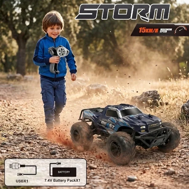 Uzaktan Kumandalı 1:8 Storm Dev Boy Off Road Araba 2.4Ghz Şarjlı