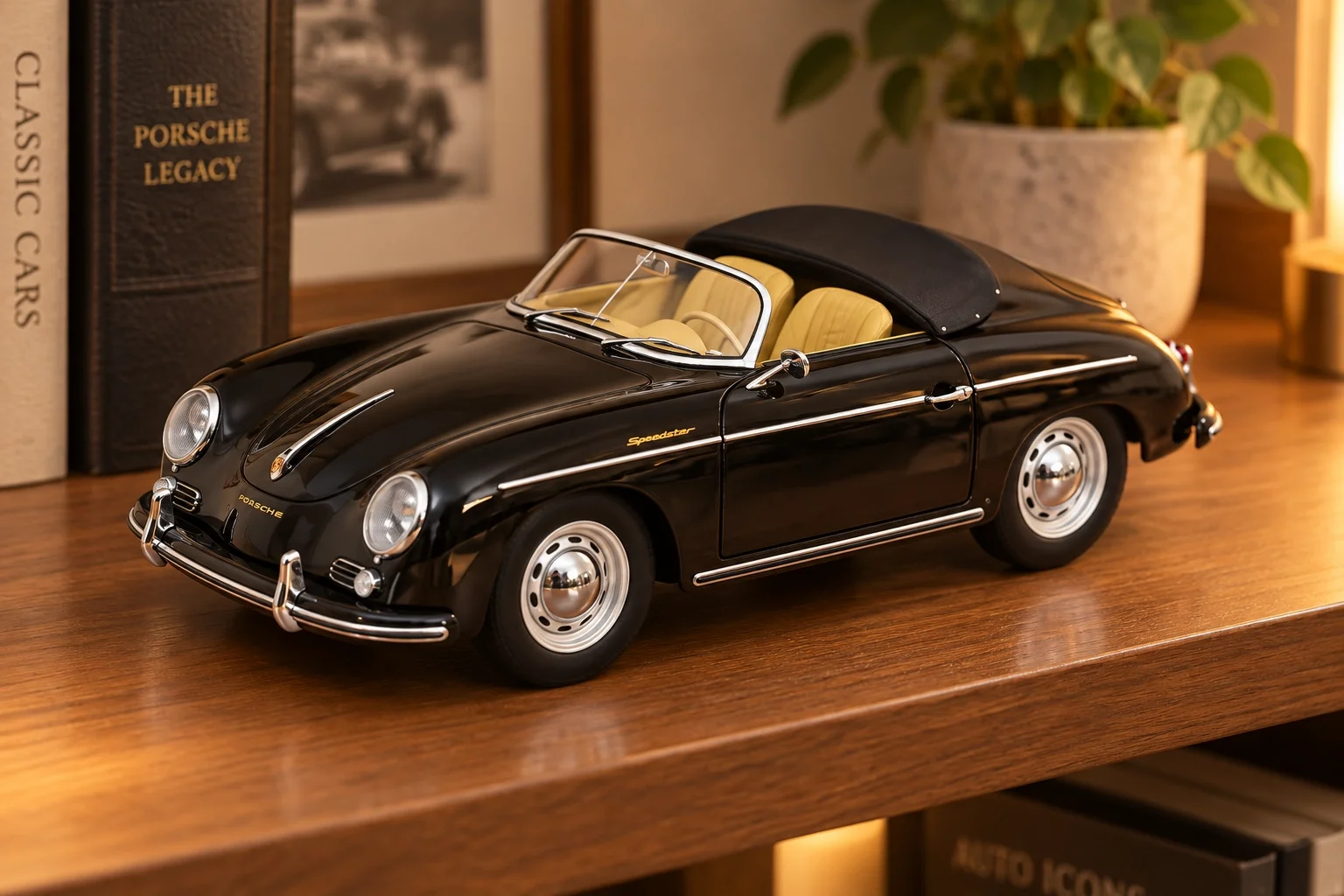 Lisanslı 1/12 Porsche 356A Speedster 1955 Siyah