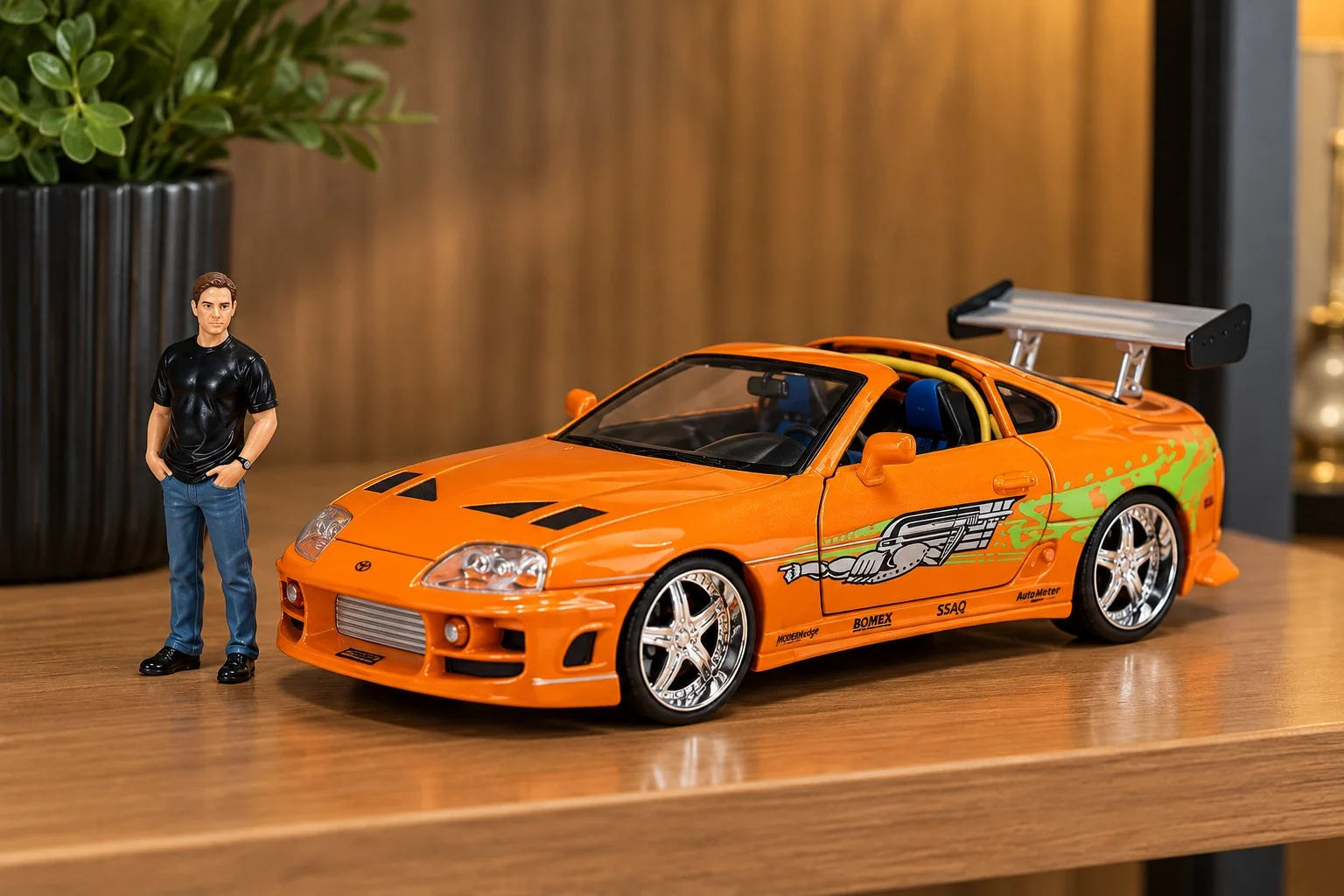 Lisanslı 1995 Toyota Supra 1:24 Metal Model Araba ve Figür